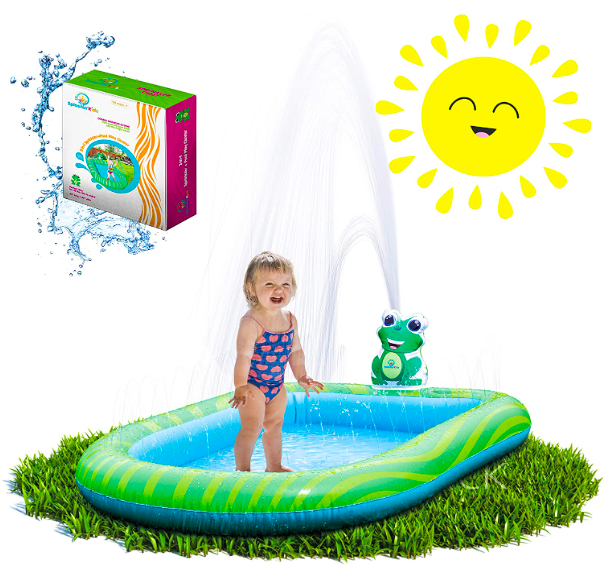 Splashin'Kids 3-In-1 Sprinkler With Young Toddler Playing.