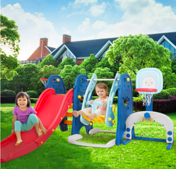 BAHOM 6 in 1 Slide and Swing Set for Kids