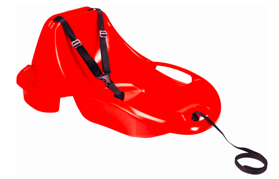 A Red Baby Pull Sled, A Great Outdoor Winter Toy.